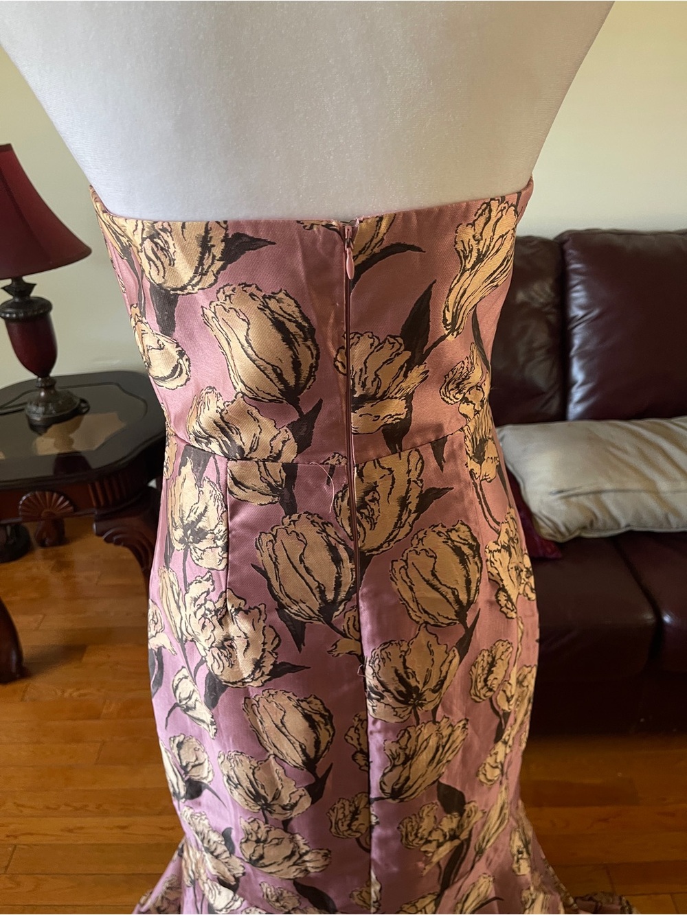 Lulus Gowning Around Mauve Floral Jacquard Strapless Maxi Dress - Picture 10 of 12